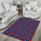 Newcastle Knights Area Rug Tropical Hibiscus Floral Seamless Rugby Mascot