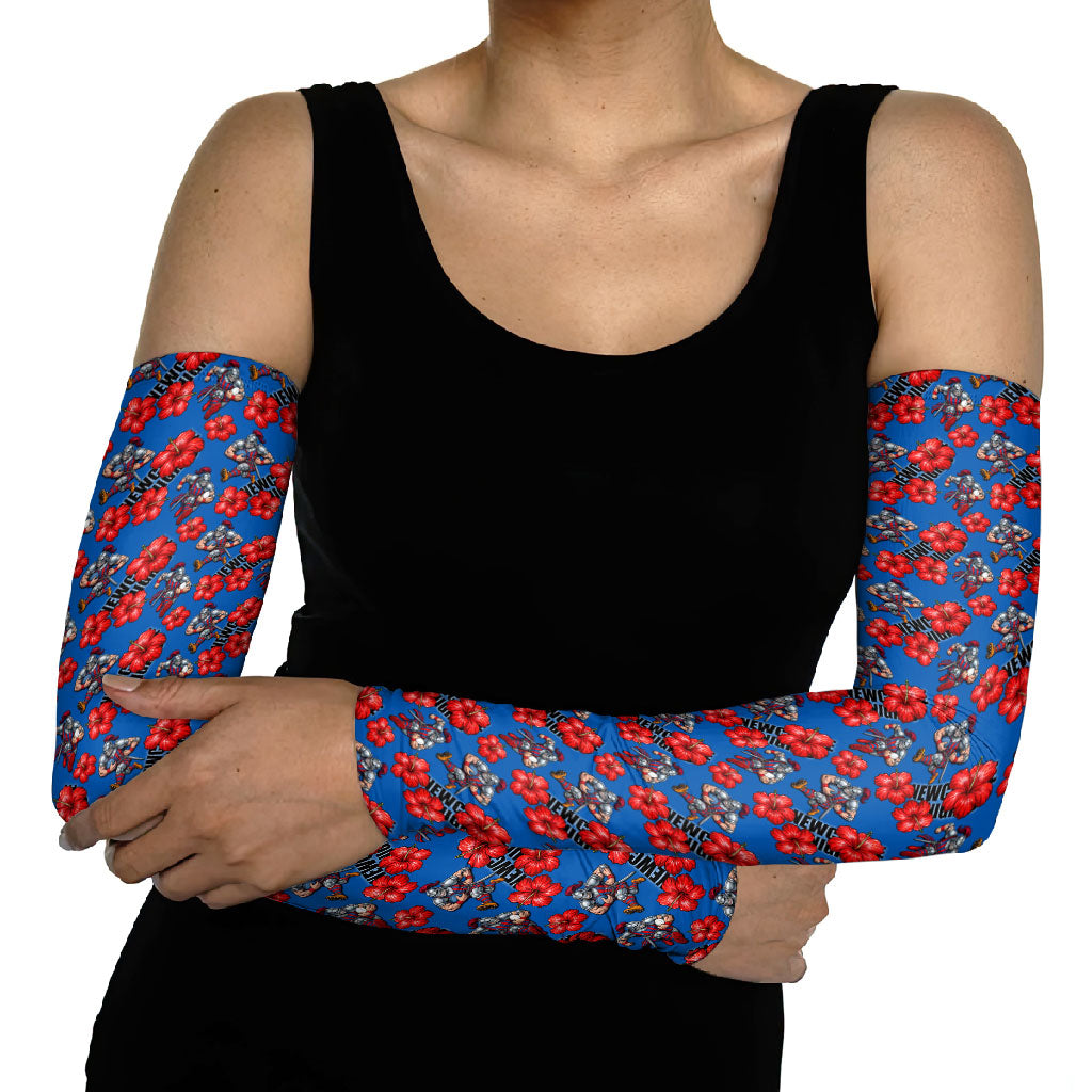 Newcastle Knights Arm Sleeves Tropical Hibiscus Floral Seamless Rugby Mascot