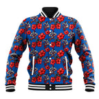 Newcastle Knights Baseball Jacket Tropical Hibiscus Floral Seamless Rugby Mascot