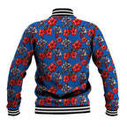 Newcastle Knights Baseball Jacket Tropical Hibiscus Floral Seamless Rugby Mascot