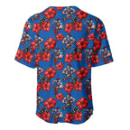 Newcastle Knights Baseball Jersey Tropical Hibiscus Floral Seamless Rugby Mascot
