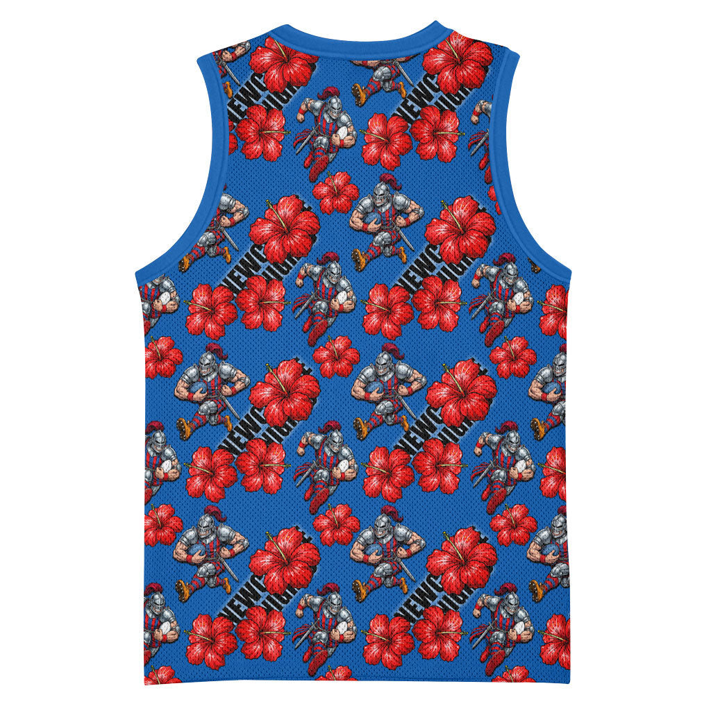 Newcastle Knights Basketball Jersey Tropical Hibiscus Floral Seamless Rugby Mascot