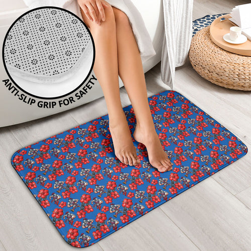 Newcastle Knights Bathroom Set Tropical Hibiscus Floral Seamless Rugby Mascot