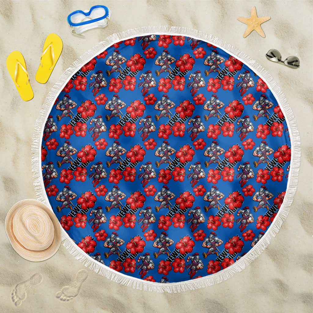 Newcastle Knights Beach Blanket Tropical Hibiscus Floral Seamless Rugby Mascot