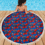 Newcastle Knights Beach Blanket Tropical Hibiscus Floral Seamless Rugby Mascot