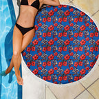 Newcastle Knights Beach Blanket Tropical Hibiscus Floral Seamless Rugby Mascot