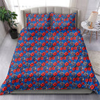 Newcastle Knights Bedding Set Tropical Hibiscus Floral Seamless Rugby Mascot