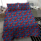 Newcastle Knights Bedding Set Tropical Hibiscus Floral Seamless Rugby Mascot