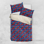 Newcastle Knights Bedding Set Tropical Hibiscus Floral Seamless Rugby Mascot