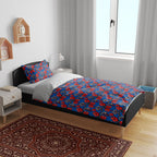 Newcastle Knights Bedding Set Tropical Hibiscus Floral Seamless Rugby Mascot