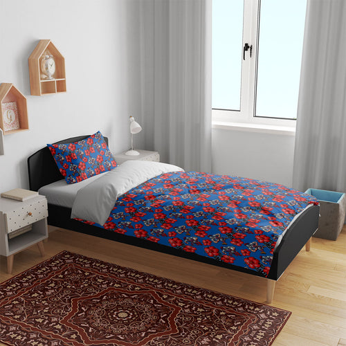 Newcastle Knights Bedding Set Tropical Hibiscus Floral Seamless Rugby Mascot