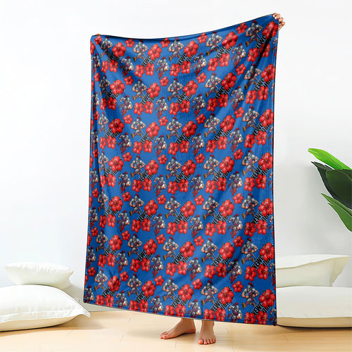 Newcastle Knights Blanket Tropical Hibiscus Floral Seamless Rugby Mascot