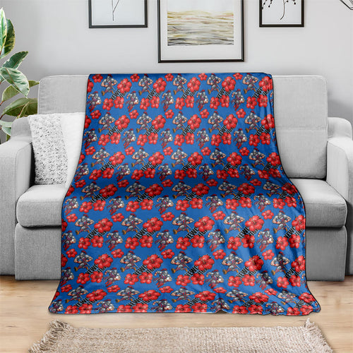 Newcastle Knights Blanket Tropical Hibiscus Floral Seamless Rugby Mascot