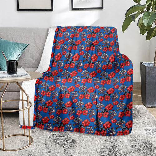 Newcastle Knights Blanket Tropical Hibiscus Floral Seamless Rugby Mascot
