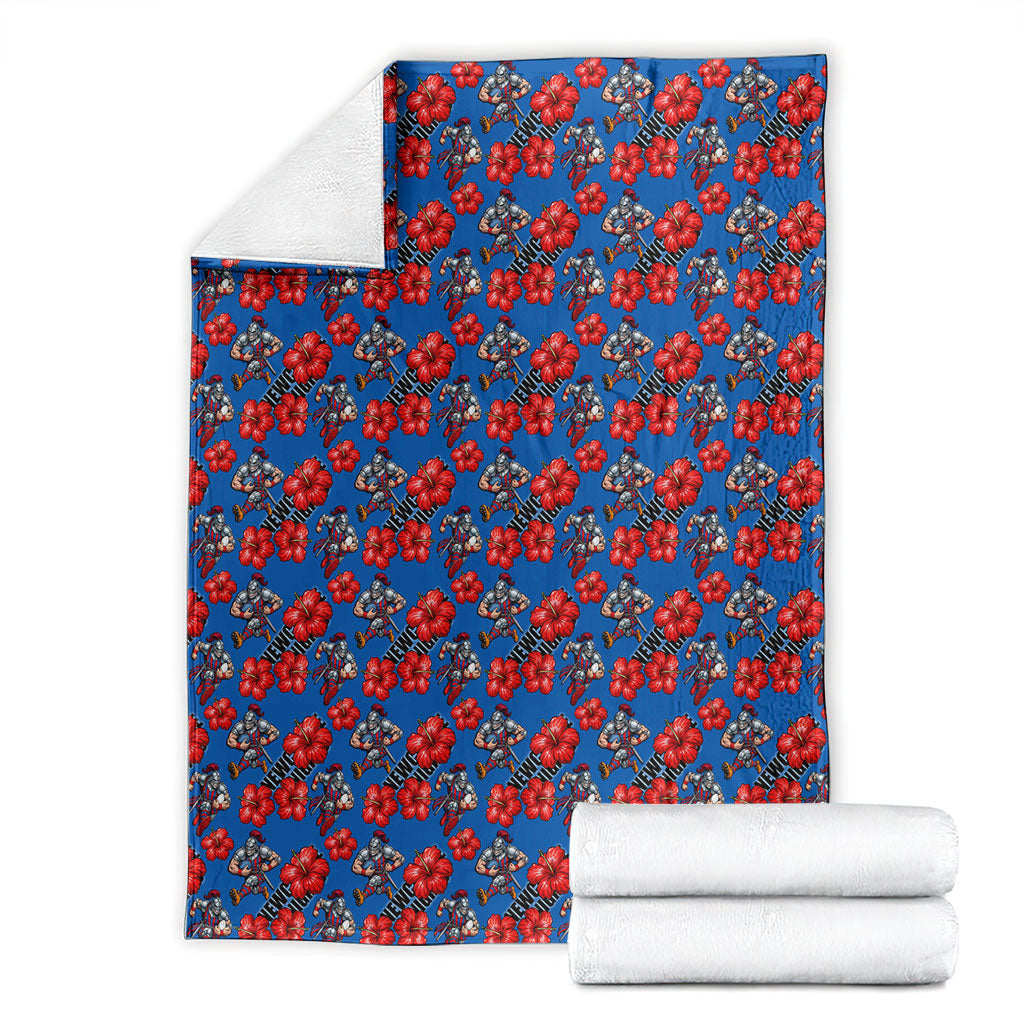 Newcastle Knights Blanket Tropical Hibiscus Floral Seamless Rugby Mascot