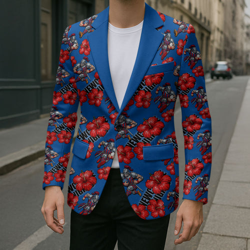 Newcastle Knights Blazer Tropical Hibiscus Floral Seamless Rugby Mascot