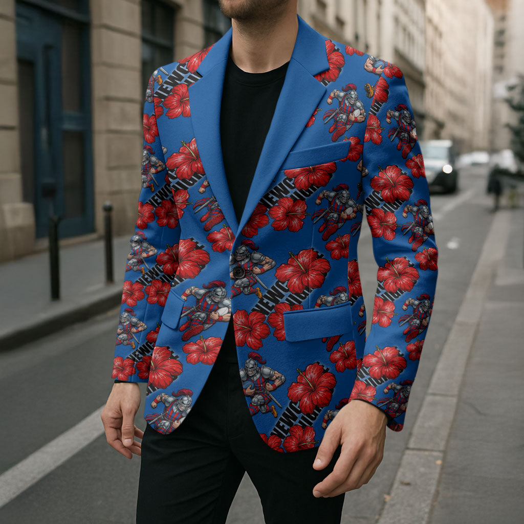 Newcastle Knights Blazer Tropical Hibiscus Floral Seamless Rugby Mascot
