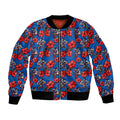 Newcastle Knights Bomber Jacket Tropical Hibiscus Floral Seamless Rugby Mascot