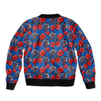Newcastle Knights Bomber Jacket Tropical Hibiscus Floral Seamless Rugby Mascot