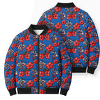 Newcastle Knights Bomber Puffer Jacket Tropical Hibiscus Floral Seamless Rugby Mascot