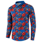Newcastle Knights Button Sweatshirt Tropical Hibiscus Floral Seamless Rugby Mascot