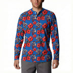 Newcastle Knights Button Sweatshirt Tropical Hibiscus Floral Seamless Rugby Mascot