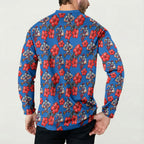 Newcastle Knights Button Sweatshirt Tropical Hibiscus Floral Seamless Rugby Mascot