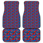 Newcastle Knights Car Mats Tropical Hibiscus Floral Seamless Rugby Mascot