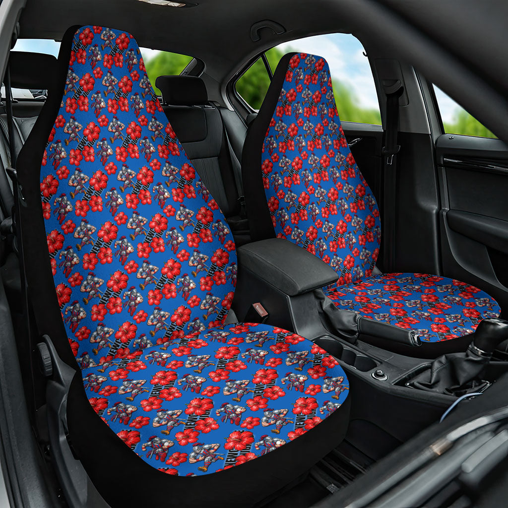 Newcastle Knights Car Seat Cover Tropical Hibiscus Floral Seamless Rugby Mascot
