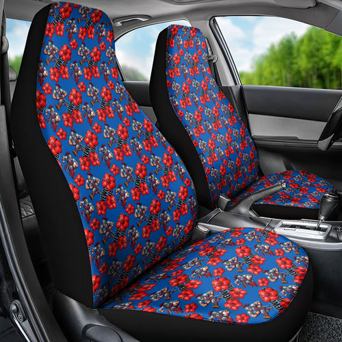 Newcastle Knights Car Seat Cover Tropical Hibiscus Floral Seamless Rugby Mascot