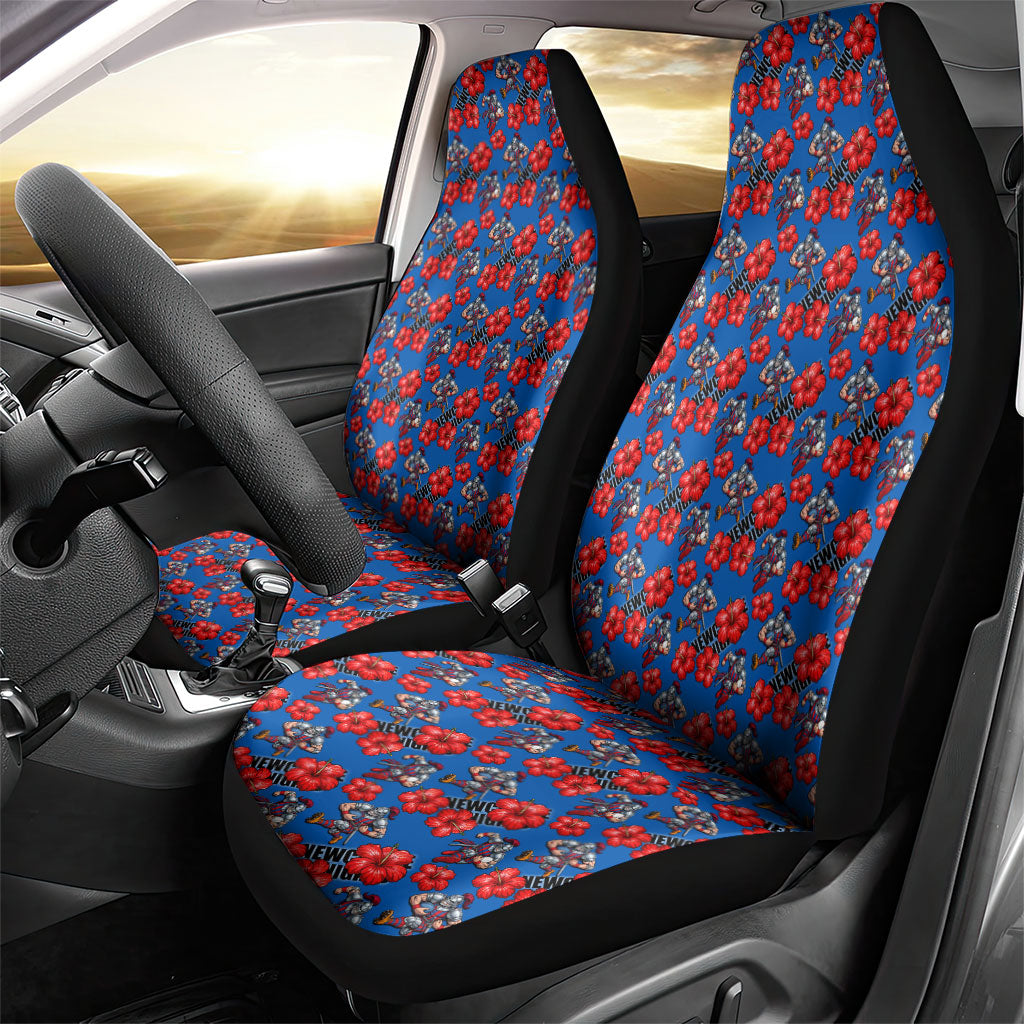 Newcastle Knights Car Seat Cover Tropical Hibiscus Floral Seamless Rugby Mascot