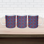 Newcastle Knights Ceramic Mug Tropical Hibiscus Floral Seamless Rugby Mascot