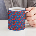 Newcastle Knights Ceramic Mug Tropical Hibiscus Floral Seamless Rugby Mascot