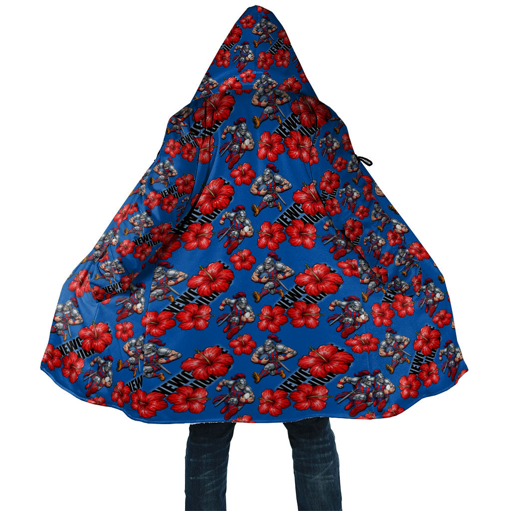 Newcastle Knights Cloak Tropical Hibiscus Floral Seamless Rugby Mascot