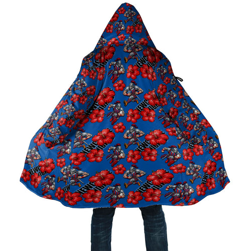 Newcastle Knights Cloak Tropical Hibiscus Floral Seamless Rugby Mascot