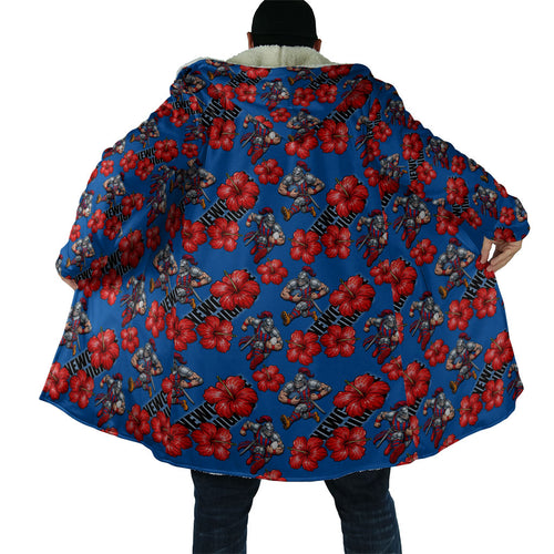 Newcastle Knights Cloak Tropical Hibiscus Floral Seamless Rugby Mascot