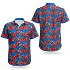Newcastle Knights Couples Matching Summer Maxi Dress and Hawaiian Shirt Tropical Hibiscus Floral Seamless Rugby Mascot