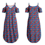 Newcastle Knights Couples Matching Summer Maxi Dress and Hawaiian Shirt Tropical Hibiscus Floral Seamless Rugby Mascot