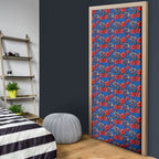 Newcastle Knights Door Cover Tropical Hibiscus Floral Seamless Rugby Mascot