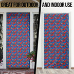 Newcastle Knights Door Cover Tropical Hibiscus Floral Seamless Rugby Mascot