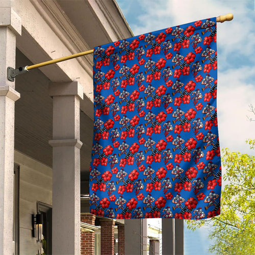 Newcastle Knights Garden Flag Tropical Hibiscus Floral Seamless Rugby Mascot