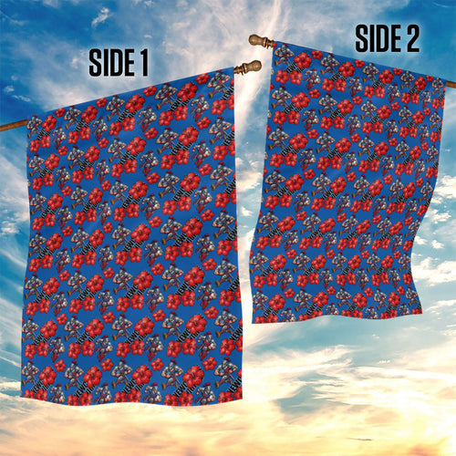 Newcastle Knights Garden Flag Tropical Hibiscus Floral Seamless Rugby Mascot