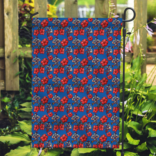 Newcastle Knights Garden Flag Tropical Hibiscus Floral Seamless Rugby Mascot