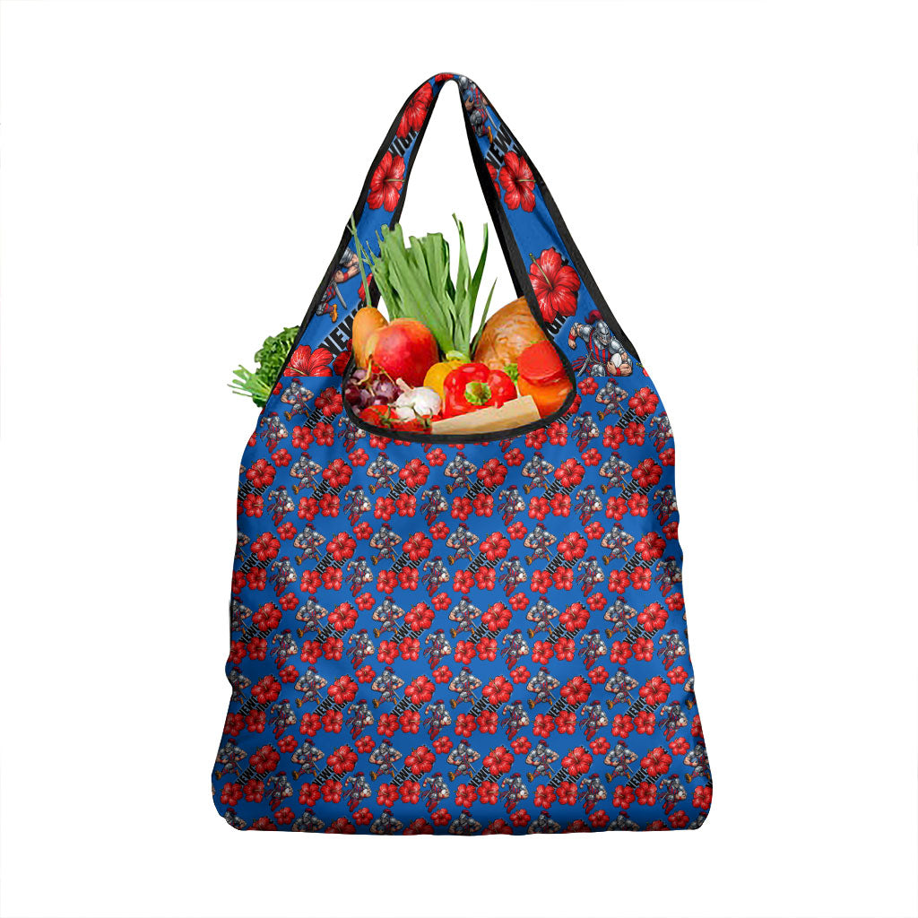Newcastle Knights Grocery Bag Tropical Hibiscus Floral Seamless Rugby Mascot