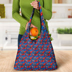 Newcastle Knights Grocery Bag Tropical Hibiscus Floral Seamless Rugby Mascot