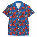 Newcastle Knights Hawaiian Shirt Tropical Hibiscus Floral Seamless Rugby Mascot