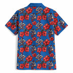 Newcastle Knights Hawaiian Shirt Tropical Hibiscus Floral Seamless Rugby Mascot