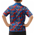Newcastle Knights Hawaiian Shirt Tropical Hibiscus Floral Seamless Rugby Mascot