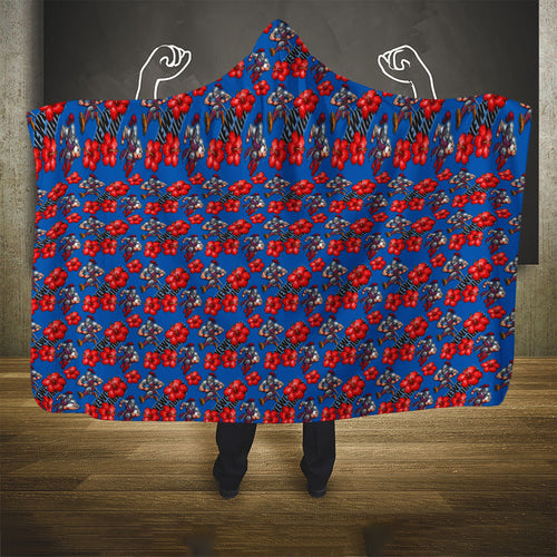 Newcastle Knights Hooded Blanket Tropical Hibiscus Floral Seamless Rugby Mascot