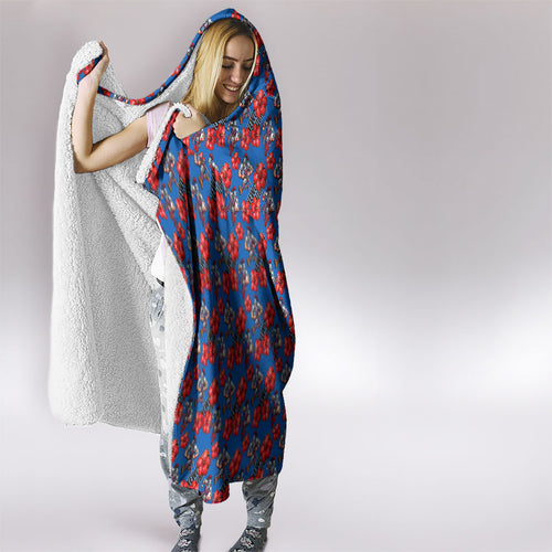 Newcastle Knights Hooded Blanket Tropical Hibiscus Floral Seamless Rugby Mascot